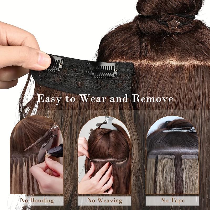 4PCS Clip In Hair Extensions Soft Synthetic Hairpieces For Women
