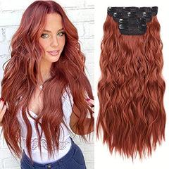 4PCS Clip In Hair Extensions Soft Synthetic Hairpieces For Women