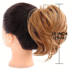 Synthetic Messy Chignon Donut Hair Bun Elastic Hair Rope - Brown Blond