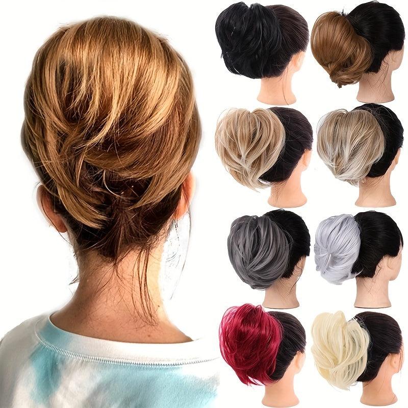 Synthetic Messy Chignon Donut Hair Bun Elastic Hair Rope - Brown Blond