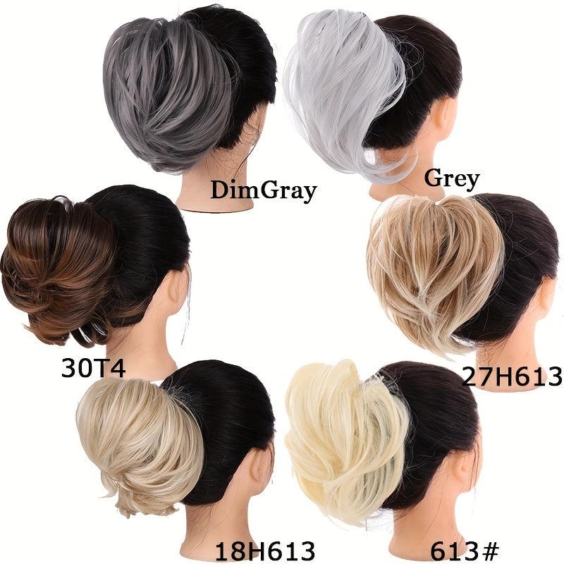 Synthetic Messy Chignon Donut Hair Bun Elastic Hair Rope - Brown Blond