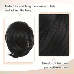 Synthetic Ponytail Hair Extensions Tousled Messy Bun