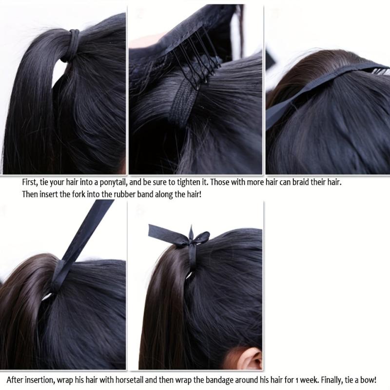 Long Curly String Ponytail Synthetic Clip In Hair Extensions