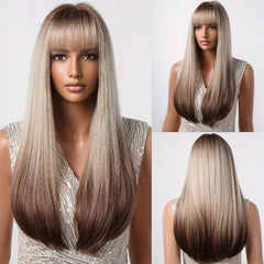 Heat Resistant Ombre Long Straight Synthetic Wig for Women