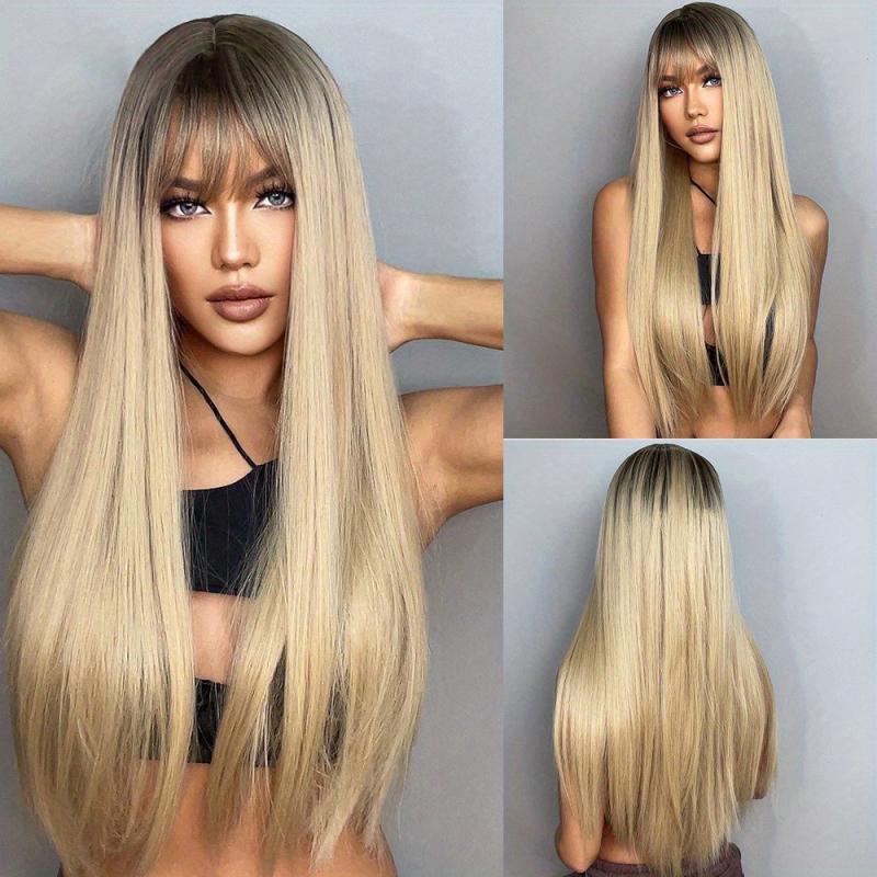 Heat Resistant Ombre Long Straight Synthetic Wig for Women