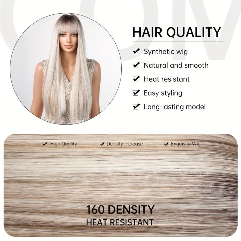 Heat Resistant Ombre Long Straight Synthetic Wig for Women