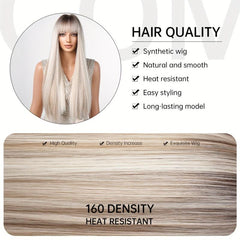 Heat Resistant Ombre Long Straight Synthetic Wig for Women
