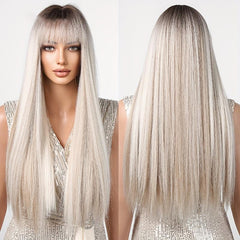 Heat Resistant Ombre Long Straight Synthetic Wig for Women