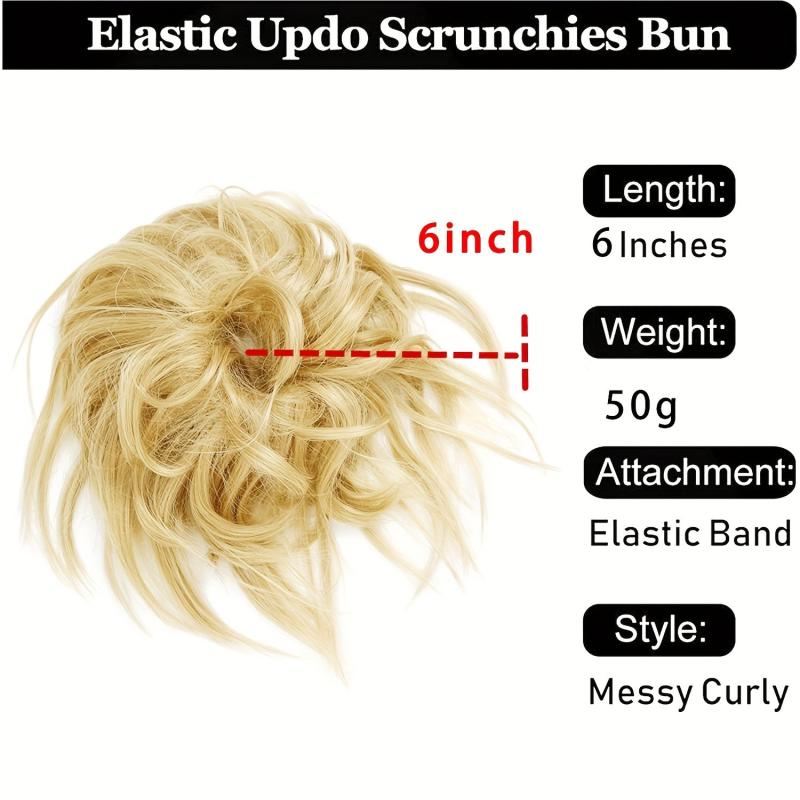 Fluffy Synthetic Hair Bun Extension Messy Updo Elastic Band