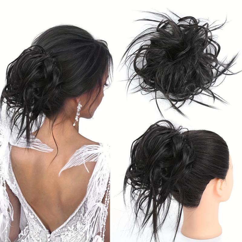 Fluffy Synthetic Hair Bun Extension Messy Updo Elastic Band