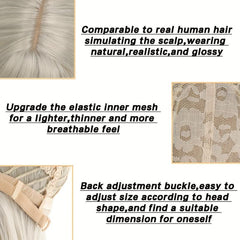 Long Curly Hair Replacement Wig With Bangs Natural Synthetic Lace Wig