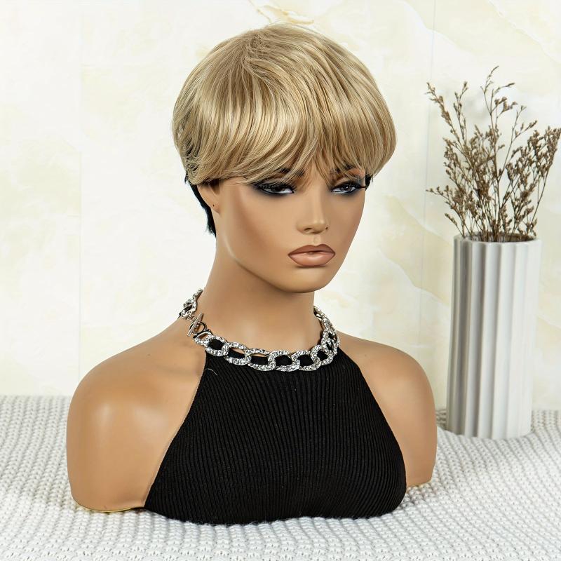 Short Natural Layered Wigs with Bangs for Women - Synthetic Cosplay Wig