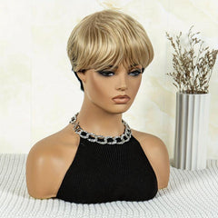 Short Natural Layered Wigs with Bangs for Women - Synthetic Cosplay Wig