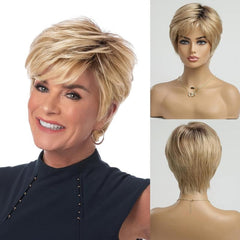 Short Natural Layered Wigs with Bangs for Women - Synthetic Cosplay Wig