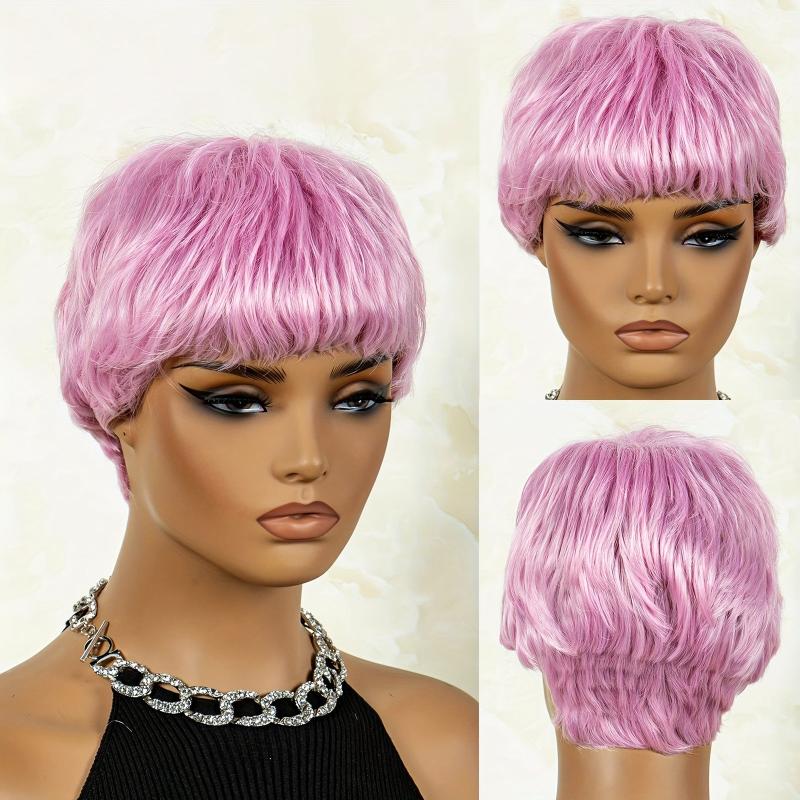 Short Natural Layered Wigs with Bangs for Women - Synthetic Cosplay Wig