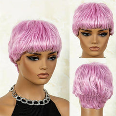Short Natural Layered Wigs with Bangs for Women - Synthetic Cosplay Wig