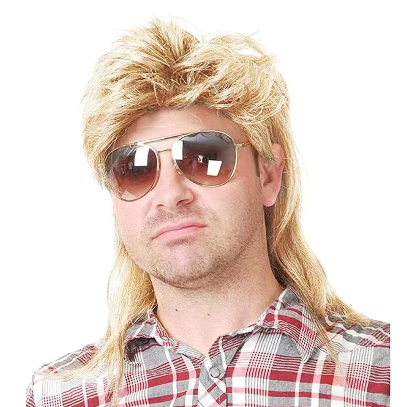 70s 80s Blonde Mullet Wig for Men - Synthetic Hair for Costume Parties