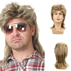 70s 80s Blonde Mullet Wig for Men - Synthetic Hair for Costume Parties