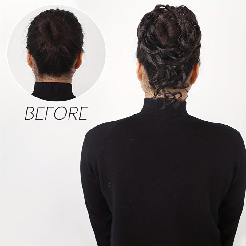 Messy Curly Wavy Hair Bun Tousled Updo Hair Extensions