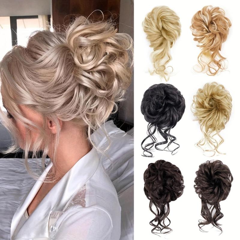 Messy Curly Wavy Hair Bun Tousled Updo Hair Extensions