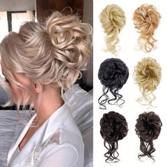 Messy Curly Wavy Hair Bun Tousled Updo Hair Extensions