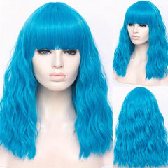 Long Wavy Pink Wig with Bangs for Women
