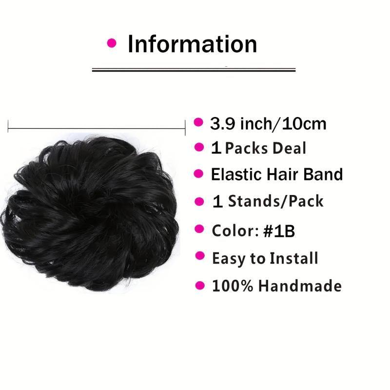 Messy Hair Bun Hair Scrunchies Extension Curly Wavy Syntheti...
