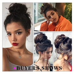 Messy Hair Bun Hair Scrunchies Extension Curly Wavy Syntheti...
