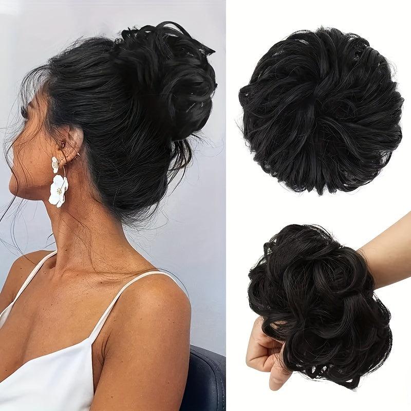 Messy Hair Bun Hair Scrunchies Extension Curly Wavy Syntheti...