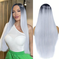 Ombre Straight Wig for Women Long Synthetic Mermaid Wigs Costume