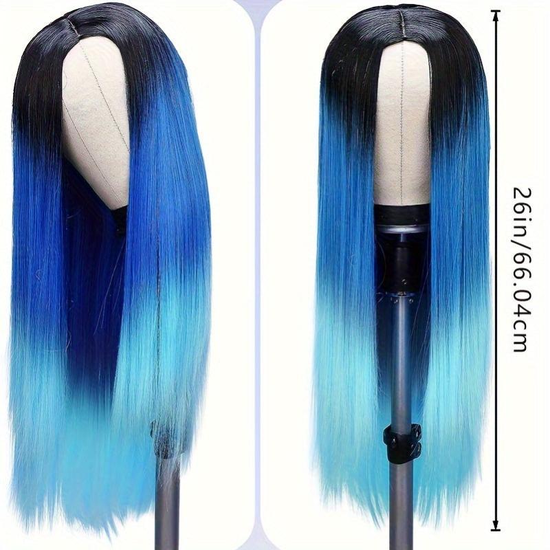 Ombre Straight Wig for Women Long Synthetic Mermaid Wigs Costume