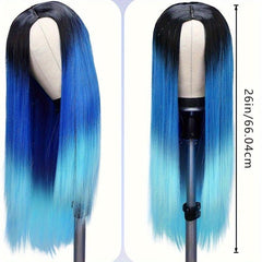 Ombre Straight Wig for Women Long Synthetic Mermaid Wigs Costume