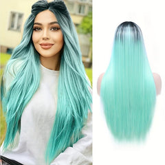 Ombre Straight Wig for Women Long Synthetic Mermaid Wigs Costume
