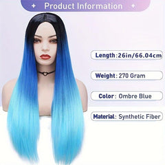 Ombre Straight Wig for Women Long Synthetic Mermaid Wigs Costume