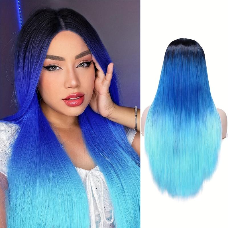 Ombre Straight Wig for Women Long Synthetic Mermaid Wigs Costume