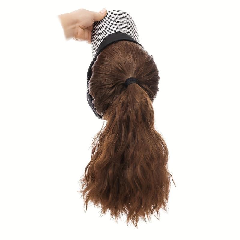 Ponytail Wigs With Baseball Cap Adjustable Hat Synthetic Hair 40 64 Cm Wavy Hair