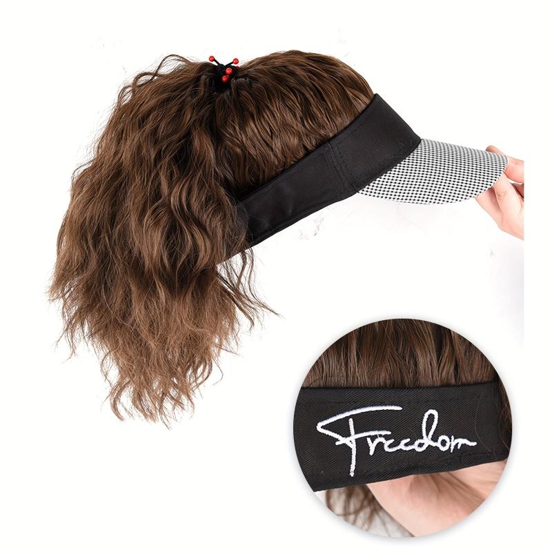 Ponytail Wigs With Baseball Cap Adjustable Hat Synthetic Hair 40 64 Cm Wavy Hair