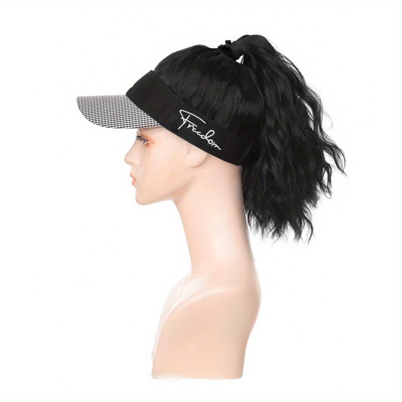 Ponytail Wigs With Baseball Cap Adjustable Hat Synthetic Hair 40 64 Cm Wavy Hair