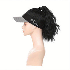 Ponytail Wigs With Baseball Cap Adjustable Hat Synthetic Hair 40 64 Cm Wavy Hair
