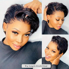 Short Human Hair Pixie Cut Wigs Pre Plucked T Part Lace Front Wigs