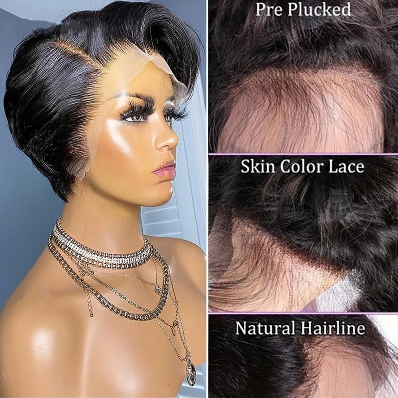 Short Human Hair Pixie Cut Wigs Pre Plucked T Part Lace Front Wigs