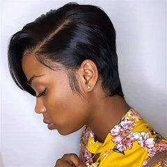 Short Human Hair Pixie Cut Wigs Pre Plucked T Part Lace Front Wigs