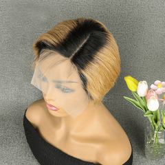Short Human Hair Pixie Cut Wigs Pre Plucked T Part Lace Front Wigs