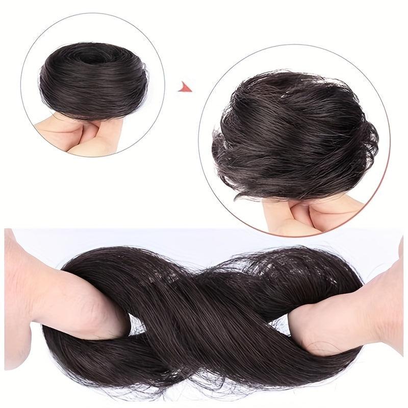 Messy Donut Hair Buns Updo Chignon With Elastic Hair Rope