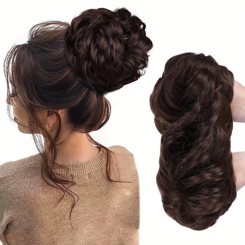 Messy Bun Hair Piece Wavy Curly Hair Extensions Tousled Updo for Women Girls