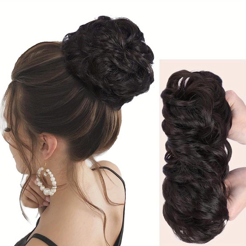 Messy Bun Hair Piece Wavy Curly Hair Extensions Tousled Updo for Women Girls