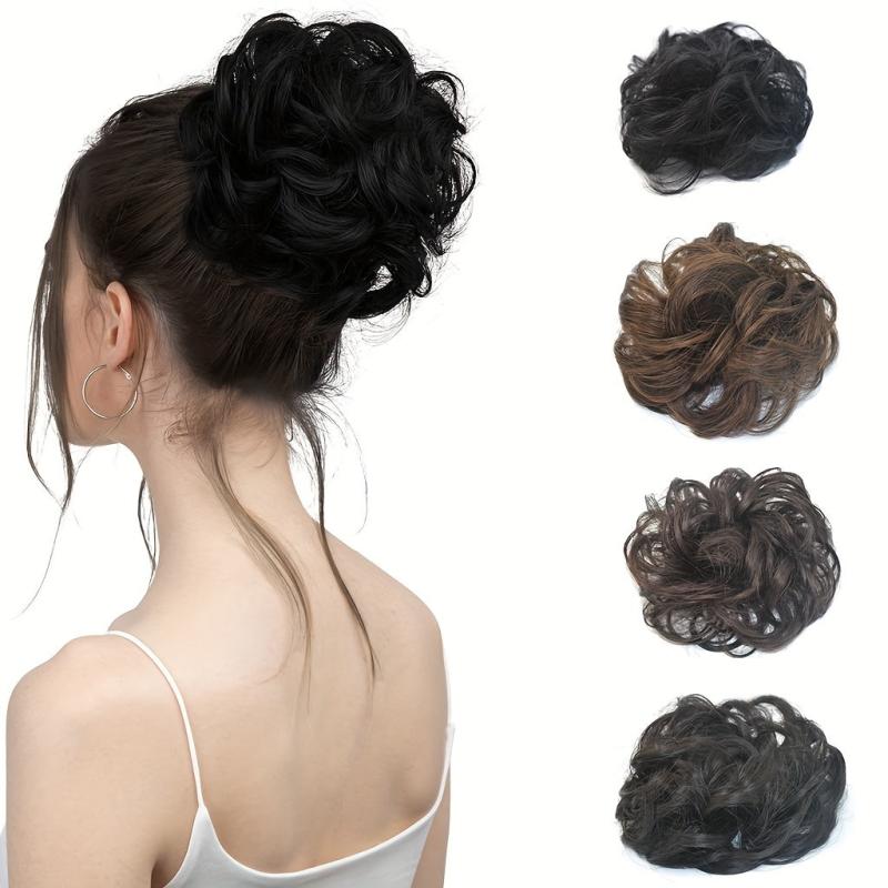 Wavy Curly Synthetic Hair Extensions for Messy Bun Updo