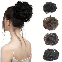 Wavy Curly Synthetic Hair Extensions for Messy Bun Updo