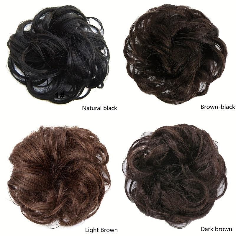 Wavy Curly Synthetic Hair Extensions for Messy Bun Updo