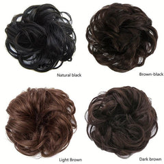 Wavy Curly Synthetic Hair Extensions for Messy Bun Updo